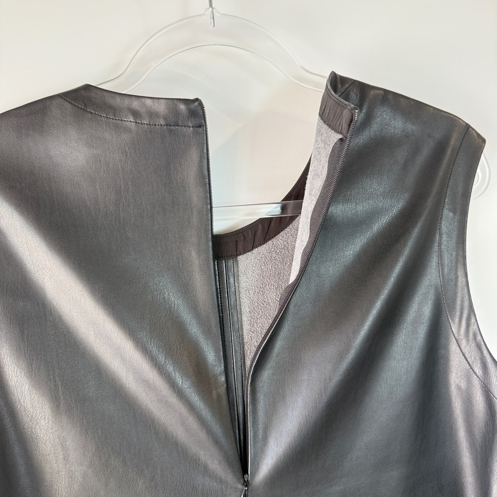 Modern Citizen Pilar Tie-Front Dress Women L Black Vegan Leather Midi MC20D94 - Picture 8 of 16